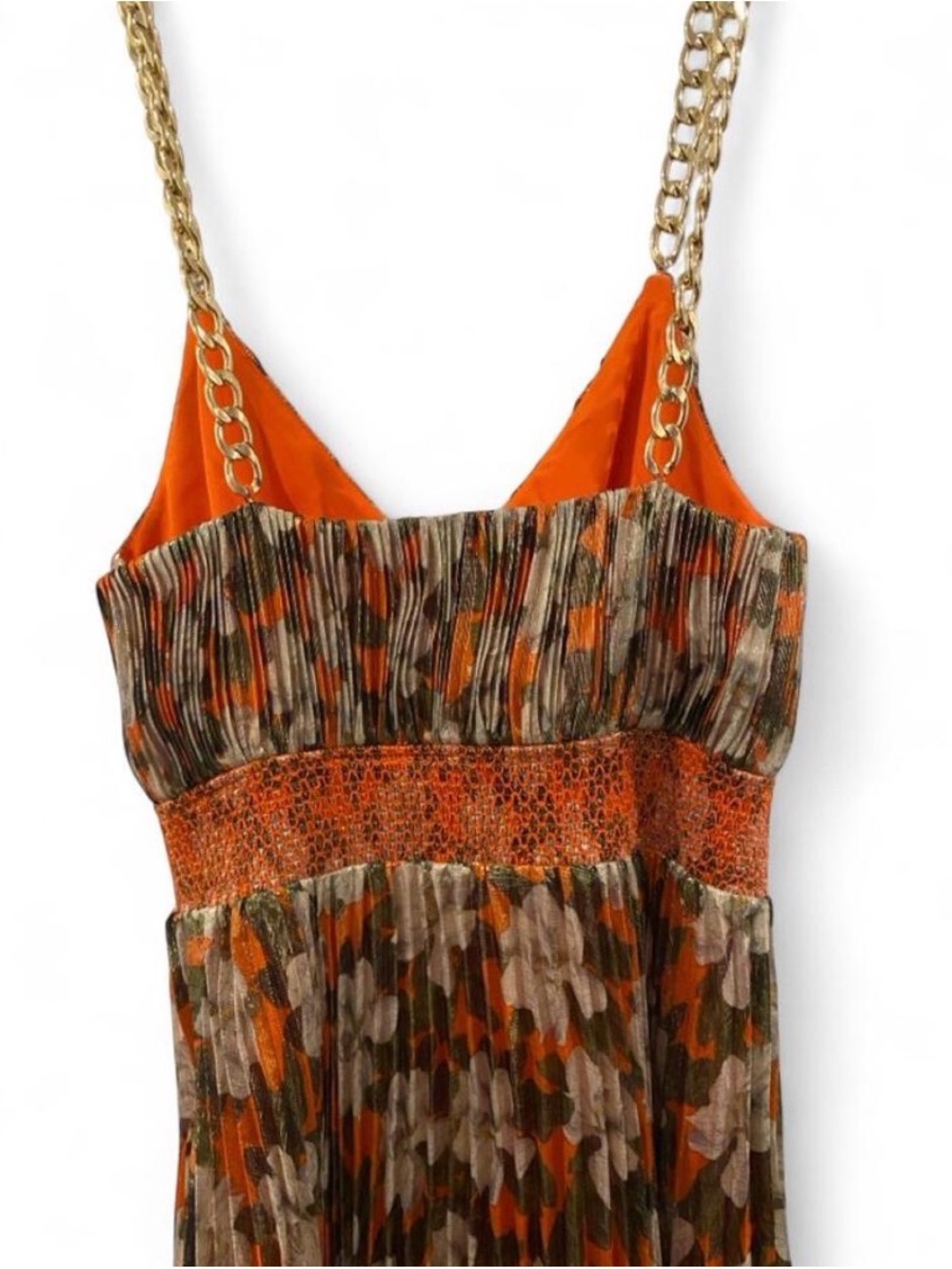 Alice + Olivia Gloria Chain-Strap Pleated Maxi Dress 🧡🤎 - Picture 5 of 9